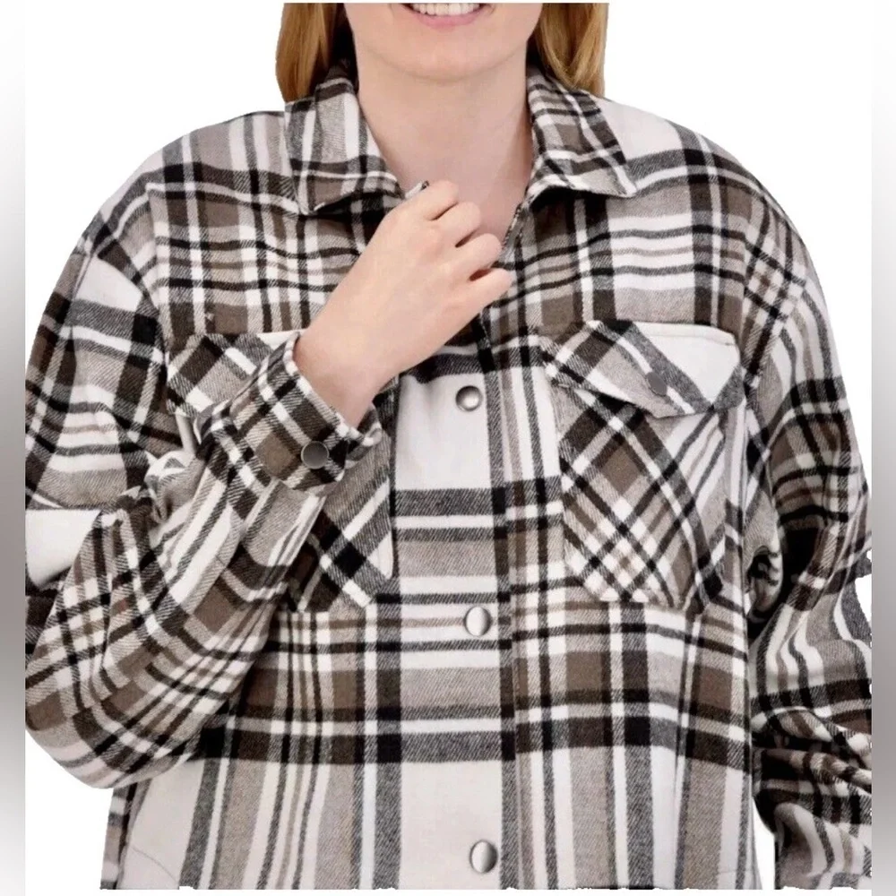 HFX Womens Plaid Shirt Jacket